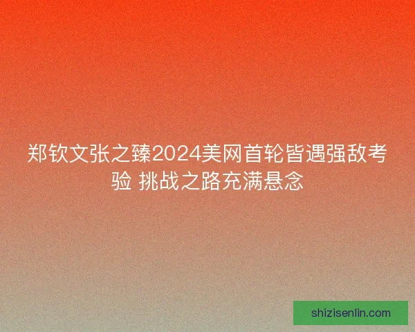 郑钦文张之臻2024美网首轮皆遇强敌考验 挑战之路充满悬念