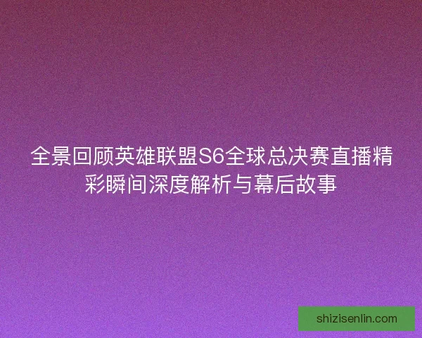 全景回顾英雄联盟S6全球总决赛直播精彩瞬间深度解析与幕后故事